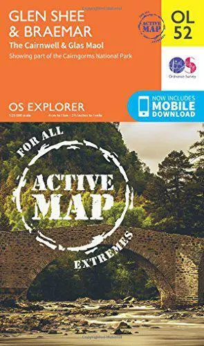 OS Explorer ACTIVE OL52 Glen Shee & Braemar (OS Explorer Map Active) by Ordnance