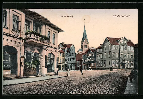 Ansichtskarte Wolfenbüttel, Partie am Harztorplatz 1914