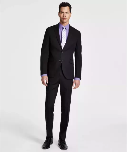 BNWT Kenneth Cole Reaction Mens Ready Flex Slim Fit Suit Black 40R 33WX32L $395