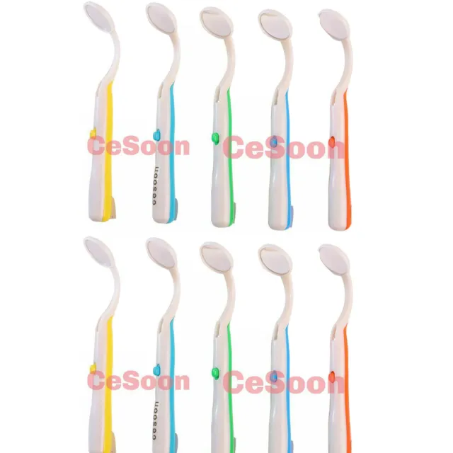 10Pcs Dental Mouth Mirror With LED Light Oral Inspection Anti Fog Care Mirrors