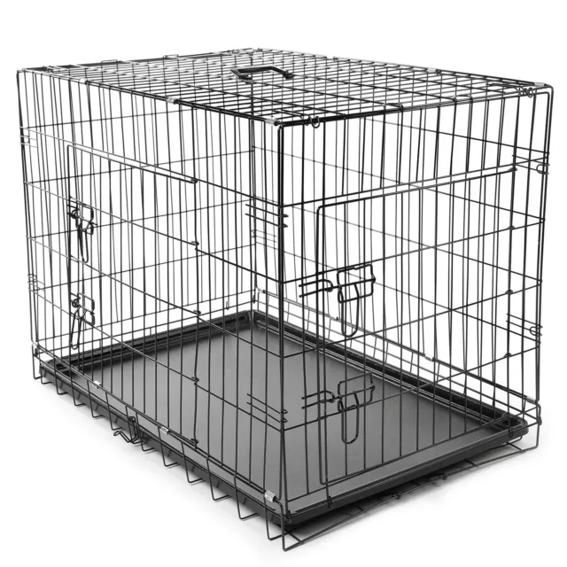 TRESKO Cage pour chien 91 x 58 x 64 cm Box de transport boîte cage parc à chiots