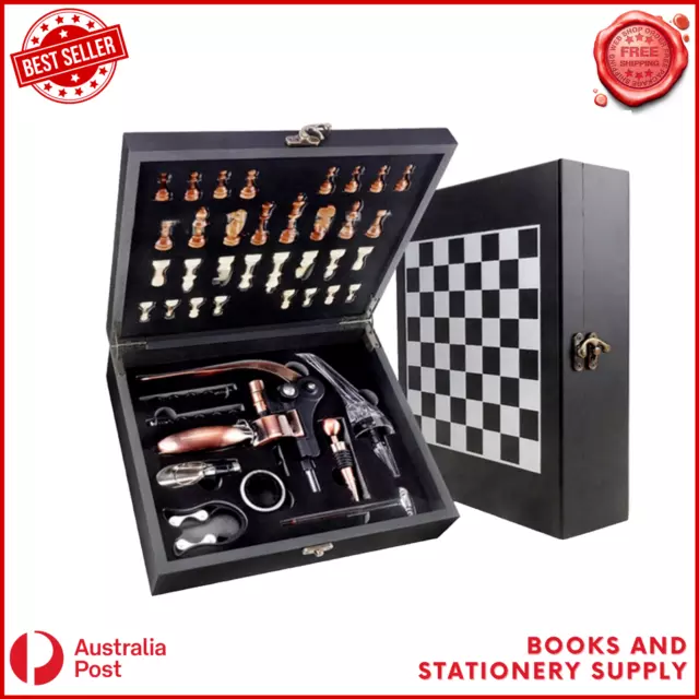 Wine Opener With Rabbit Corkscrew Christmas Gift set With Chess Board Wooden Box