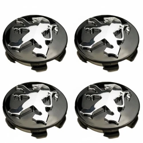 4x Peugeot Silver Alloy Wheel Centre Caps – 60mm – Fits 106, 107, 206, 207, 306, 307