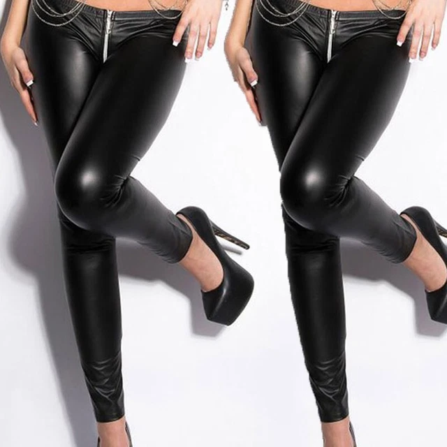 Pantaloni donna look bagnato parte inferiore vestibilità stretta morbidi costumi di scena pantaloni club