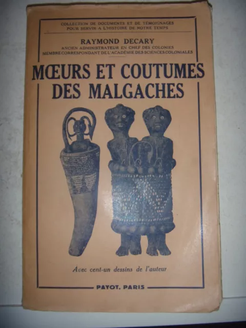 Madagascar, Payot: Moeurs et coutumes des Malgaches, 1951, BE
