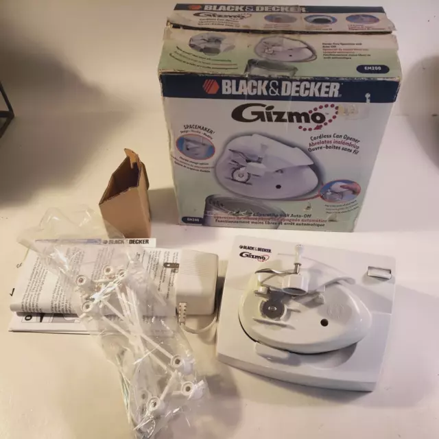 BLACK & DECKER Gizmo EM200 Cordless Can Opener Hands Free Spacemaker White  $38.99 - PicClick