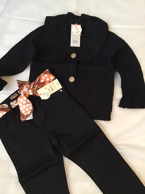 River island mini girls aged 18-24 months black frilly cardigan outfit BNWT 11