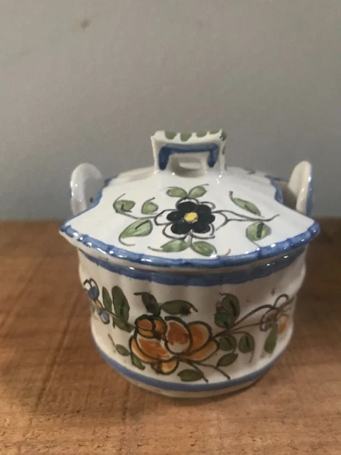Antiguo Plato De Mostaza En Loza De Martres Tolosane Decoracion Floral