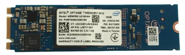 Intel MEMPEK1J016GAH optane memory M10 16GB Nvme PCIe M.2 SSD 2280 L08717-001