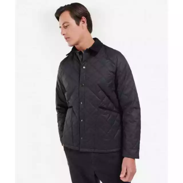Barbour Checked Herron Quilted Collared Black Jacket Size M NWT