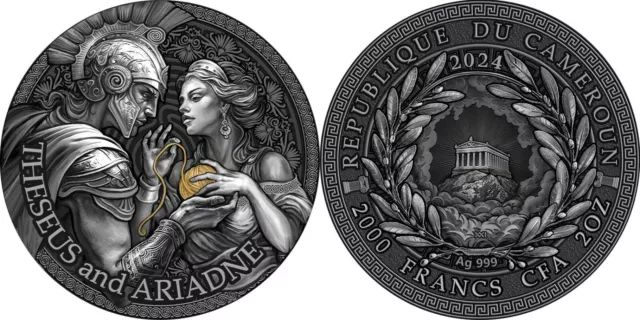 2000 Francs Kamerun 2024 AF - 2 OZ Greek Mythology  Theseus & Ariadne 2024