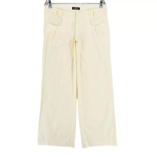 Pantalon Beige Femme Esprit - Taille 38 - Coton/lin, Coupe Slim Droite