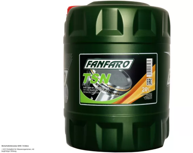 20 Liter FANFARO TSN 10W-40 API SN/CH-4 ACEA A3/B4 Motoröl Engine Oil Öl