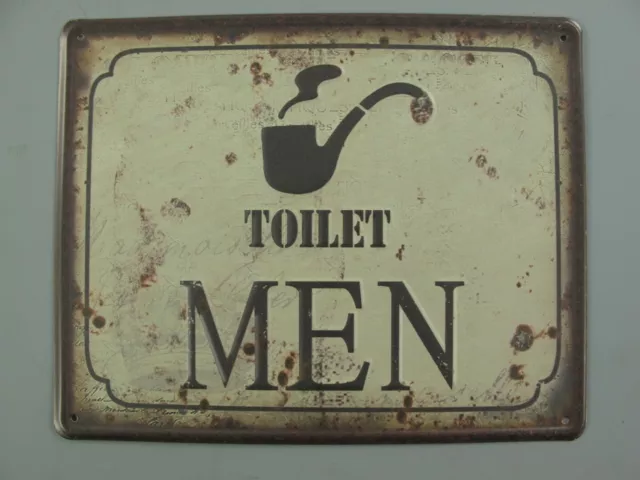 9977708 Murale Targa di Latta Vintage Toilet Toilette Men 20x25cm