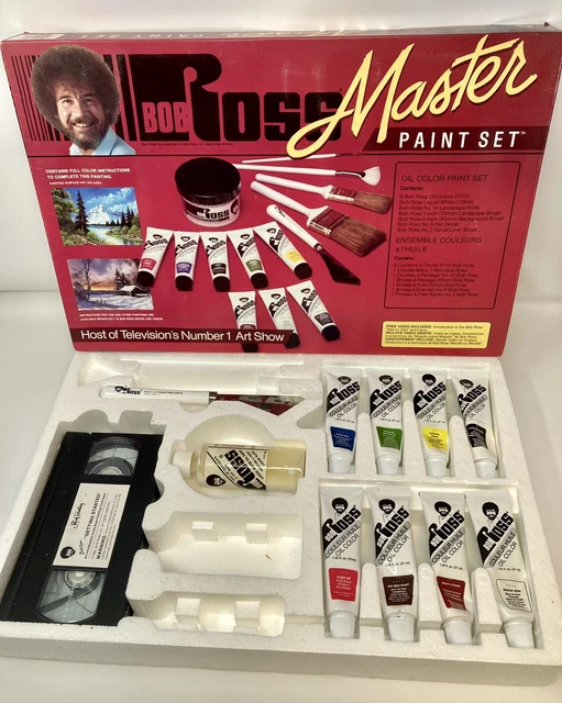 VINTAGE BOB ROSS Master Oil Paint Set With VHS Tape 1994 No Brushes