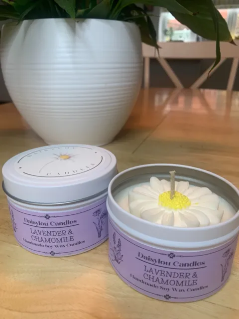 Handmade Lavender & Chamomile Soy Wax Candle FREE DELIVERY