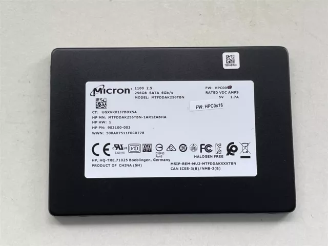 For HP L30763-001 Micron 1100 2.5 256GB SATA MTFDDAK256TBN SSD Solid State Drive