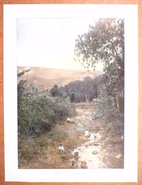 TAHITI  Une vallée à Tahiti - Photochromie fin 19ème Gravure