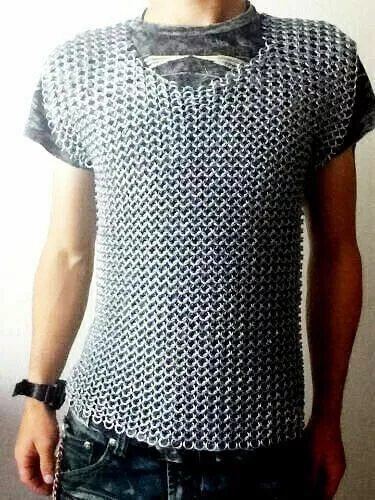 Chainmail Shirt Sleeveless Butted Aluminium Chain Mail Haubergeon Larp Costume