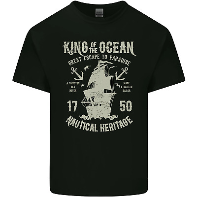 Sailing King of the Ocean Sailor Boat Mens Cotton T-Shirt Tee Top