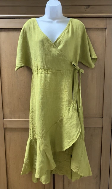 VANESSA ZANI CLASSIC 100% Linen Sleeveless Midi Dress Made in Italy Grey M  Coast $40.00 - PicClick