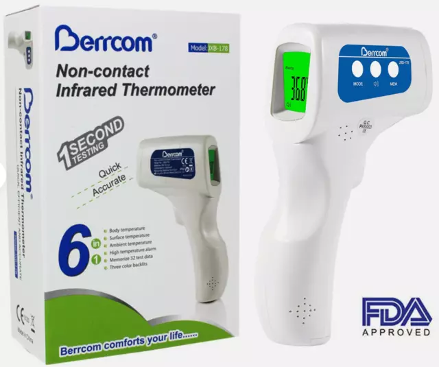 Berrcom JXB-178 Non-Contact Infrared Forehead Thermometer FDA APPROVED