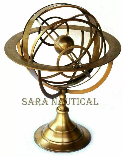 Vintage Messing Armillary Sphäre Gravierte Nautisch Astrolabium 45.7cm Rashi