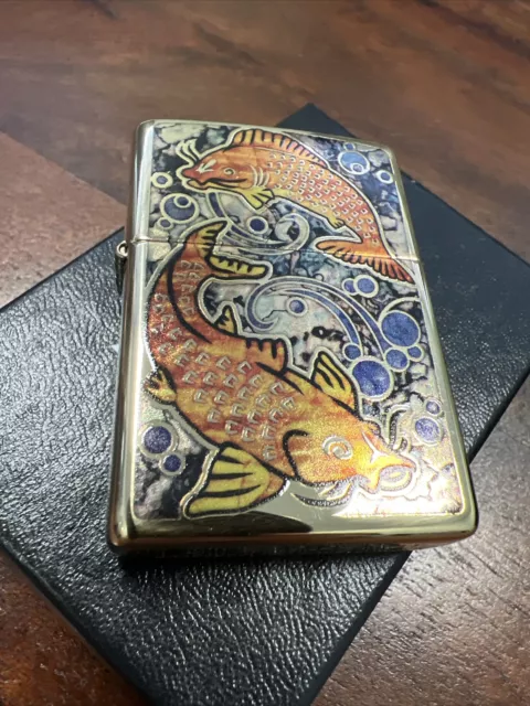 Zippo Windproof Lighter KOI FISH Fusion High Polish Brass NEW IN BOX FREE POST 3