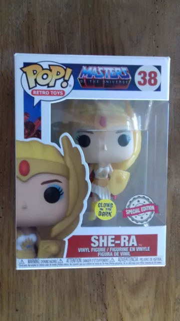FUNKO,POP,SHE-RA,masters of the univers,38 ,gitd ,figurine cassée ,boite abimée,