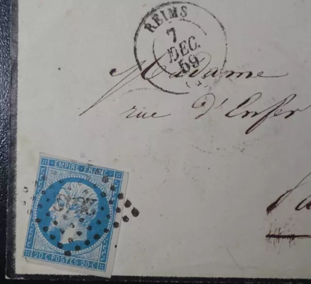 Napoleon N° 14A On COVER used Lozenge PC 2642 Reims for Paris France