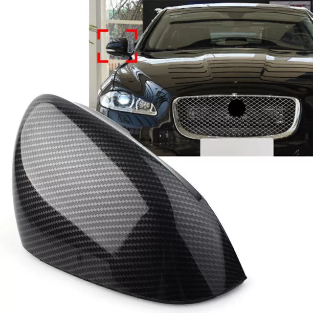 Rear Right Side View Mirror Cover Cap Fit Jaguar XF XFR XFR-S XJ Carbon Fiber