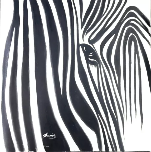 Original Acrylic Painting 16x20 Canvas Signed By Lachri 2014 Zebra Framed