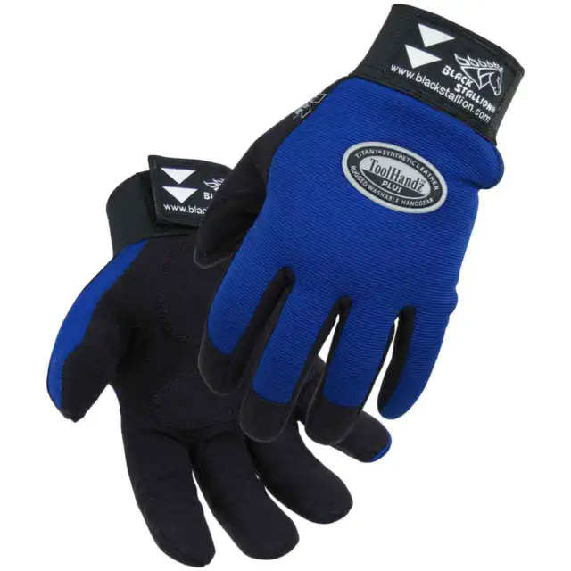 Black Stallion ToolHandz 99PLUS-BLUE Syn. Leather/Spandex Mechanic's Gloves MD