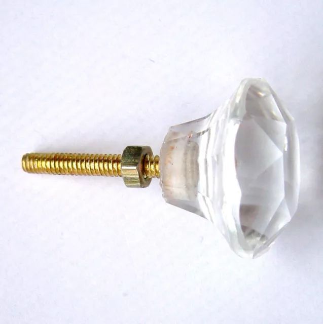 clear crystal cut glass drawer & kitchen cupboard pulls door knobs  22mm