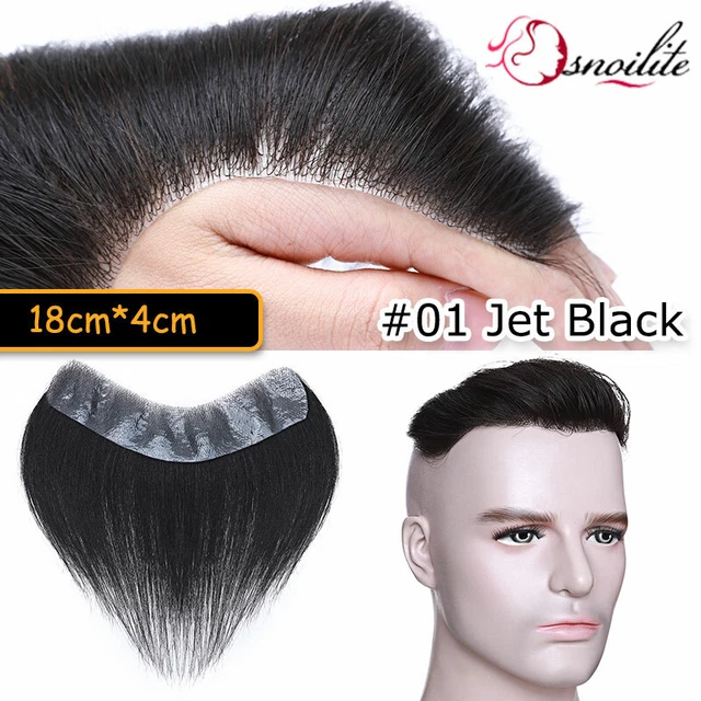 Mens Hairline Toupee Human Hair Replacement System V-loop Thin Skin PU Hairpiece