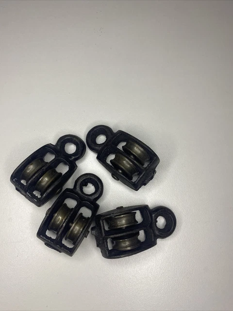 4 packs IIVVERR 20mm Diameter Metal dual Sheave Fixed Eye Rope Pulley Black
