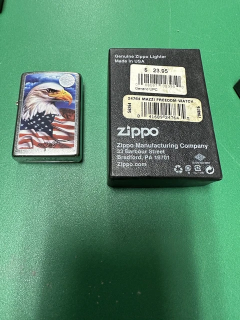 Zippo Windproof Mazzi Bald Eagle and American Flag Lighter with box