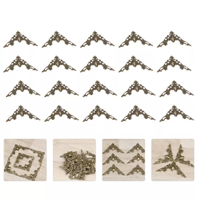 100 Pcs Décoration D'angle D'album Photo Rétro Applique Sculptée Droit