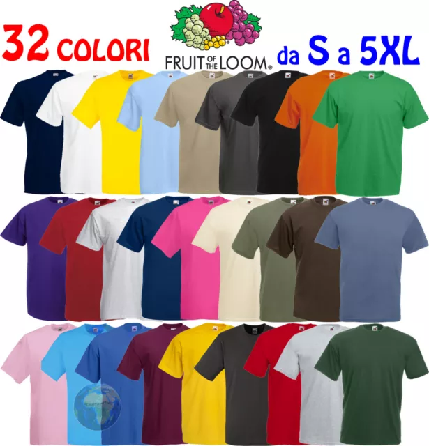 T-SHIRT da Uomo FRUIT OF THE LOOM Maglietta A MANICHE CORTE Maglia COTONE Lavoro