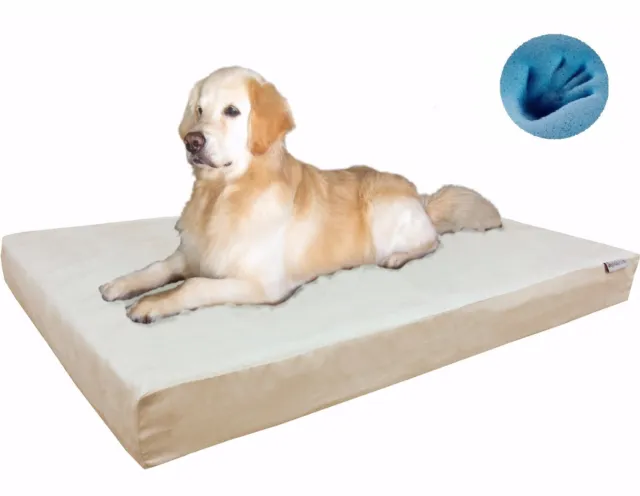 Orthopedic Waterproof Gel Memory Foam Pet Dog Bed for Medium Large XL Dogs Khaki
