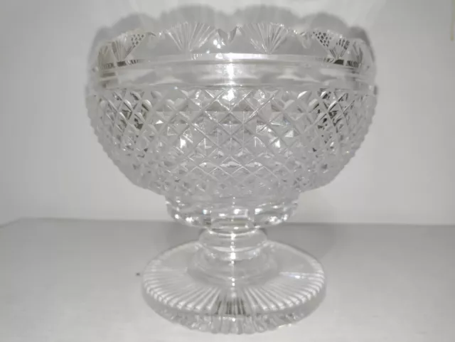 Antique Irish Tipperary Waterford Glass Cut Crystal Bowl Georgian Centerpiece