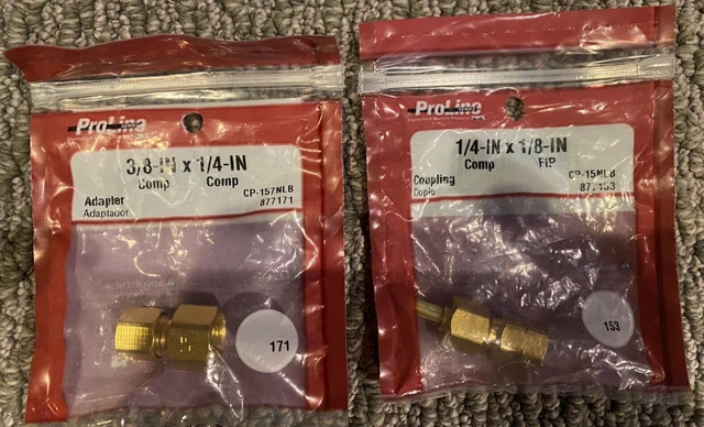 2x Compression Fittings (3/8" comp x 1/4" comp) AND (1/4" comp x 1/8" FIP)