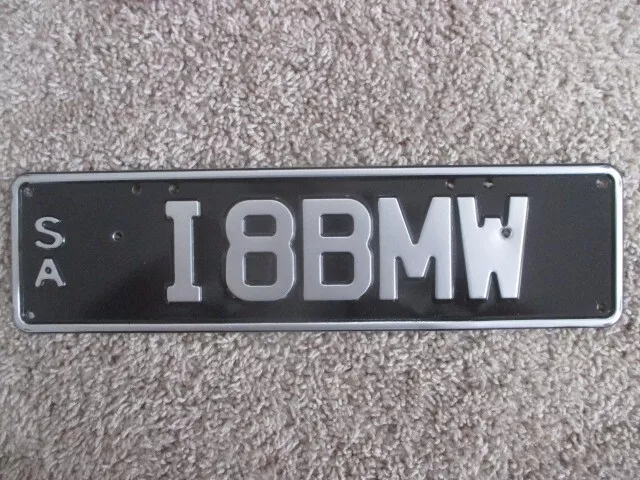 South Australia NUMBER PLATE     18BMW ( BMW)  silver / black slimline 2