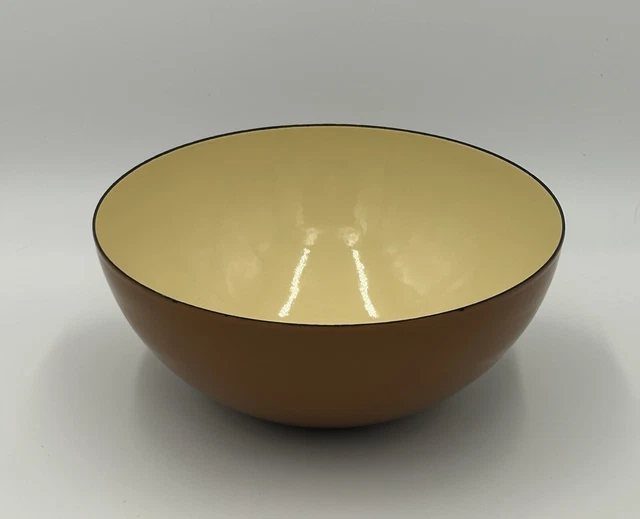 Finel Cream & Brown Two Tone Enameled Bowl 7 1/8” Diameter Catherineholm No Sign
