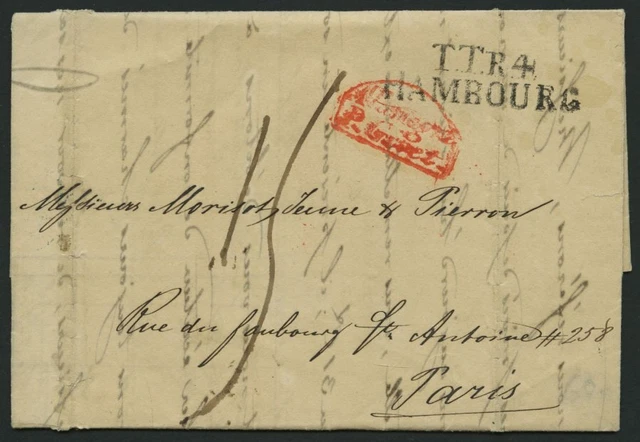 HAMBURG-THURN UND TAXISCHES O.P.A. 1833, TT.R.4. HAMBOURG, L2 auf Rechnungsbrief