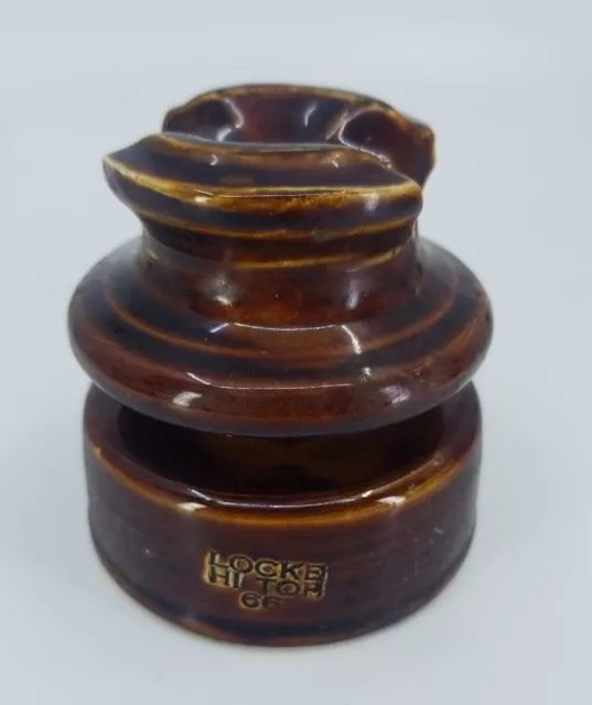 Vintage Large Heavy Brown Locke Ceramic 3.5 inch High Voltage Insulator