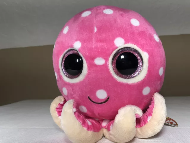 TY Beanie Boos "Ollie" Pink with White Dots Octopus Plush (7in) With TAGS - B15