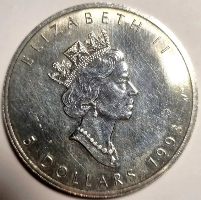 Canada - Silver Oz Ounce Once argent 1993 5 dollars MAPPLE LEAF