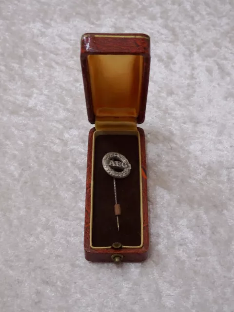 AEG Design Anstecknadel Abzeichen 900er Silber mit Etui - Vintage - Reklame