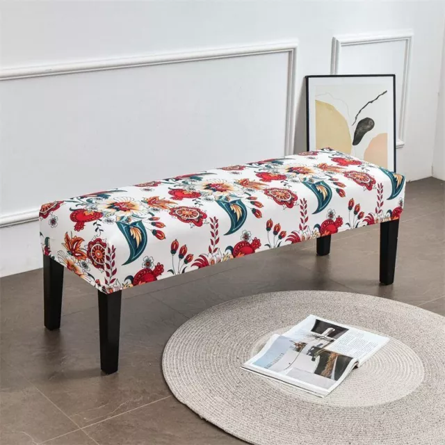 Floral Bench Cover Room Stretch Piano Stool Cover Rectangle Bed Long Stool Cover